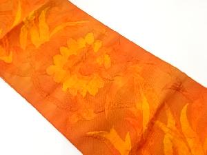 リサイクル　変わり織草花模様織出しぼかし名古屋帯